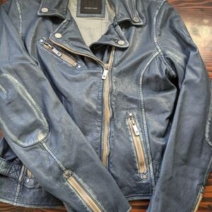 Mauritius Distressed Lamb Leather Moto Jacket | Size L